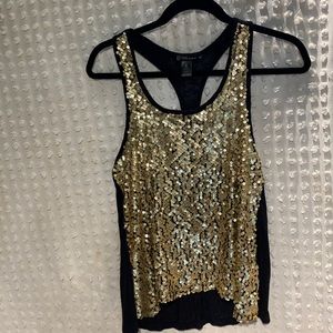Black tank with gold sequince racer back size small